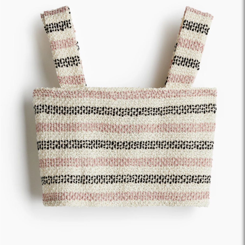 H&M Pink and Black Striped Crop Top